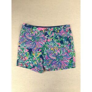 Lilly Pulitzer The Jayne Short Womens 10 Floral Multi Color Cotton Chino Shorts